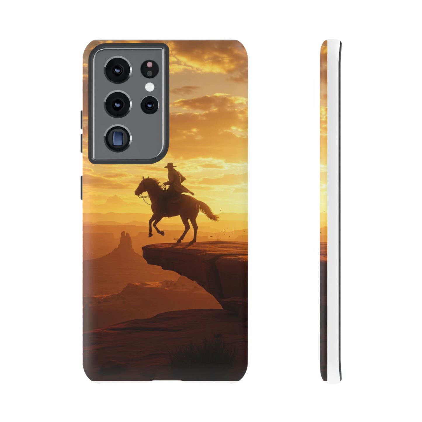 Sunset Horse Rider Phone Case, Western Art Cover, Tough Shell, Ideal Gift for Horse Lovers, Scenic Phone Accessories