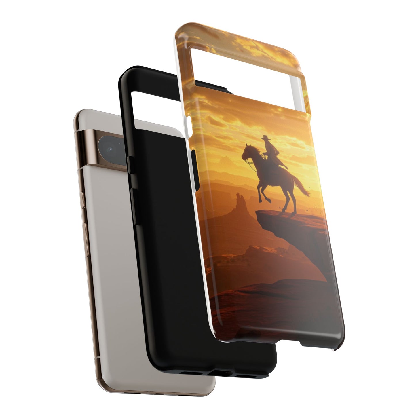 Sunset Horse Rider Phone Case, Western Art Cover, Tough Shell, Ideal Gift for Horse Lovers, Scenic Phone Accessories
