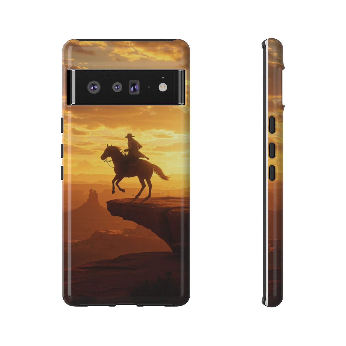 Sunset Horse Rider Phone Case, Western Art Cover, Tough Shell, Ideal Gift for Horse Lovers, Scenic Phone Accessories