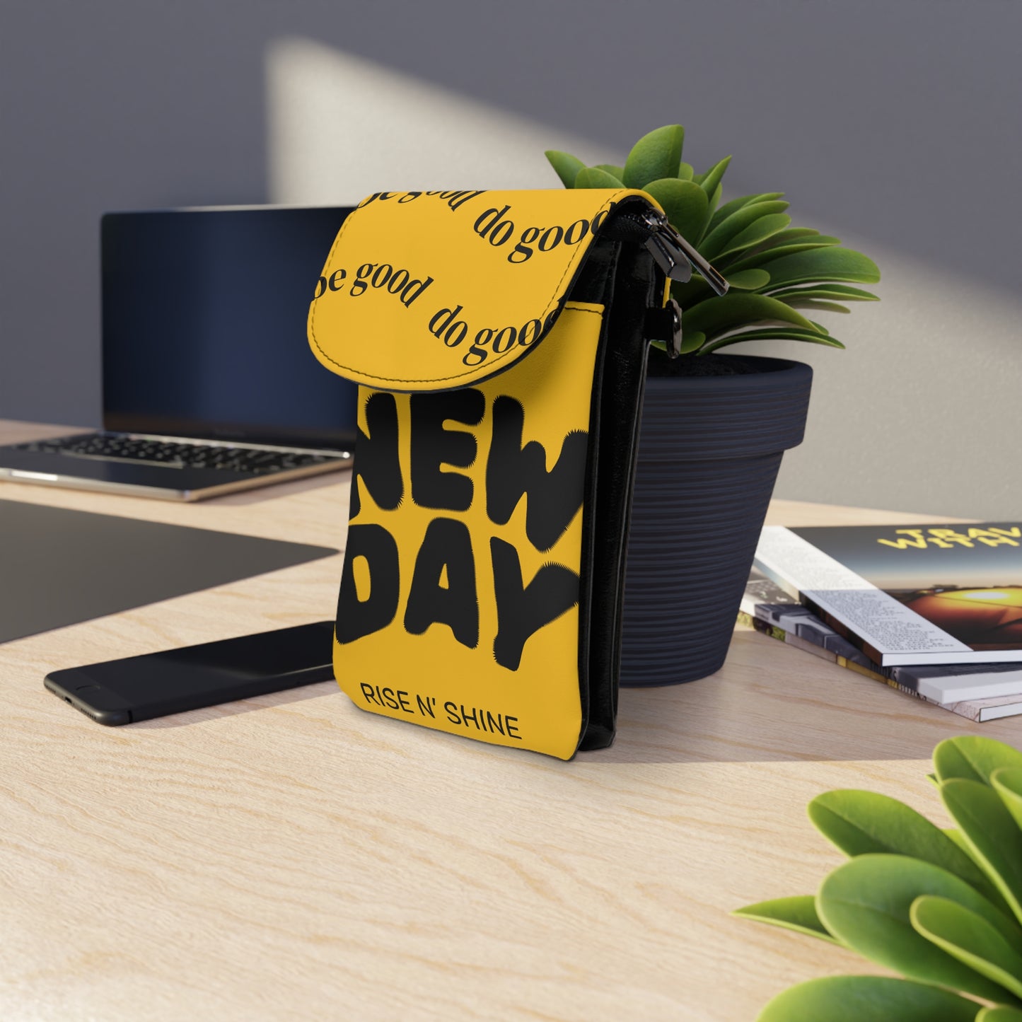 New Day Small Cell Phone Wallet - Do Good Crossbody Bag for Everyday Use, Travel, Gifts, Festivals, and Self-Care