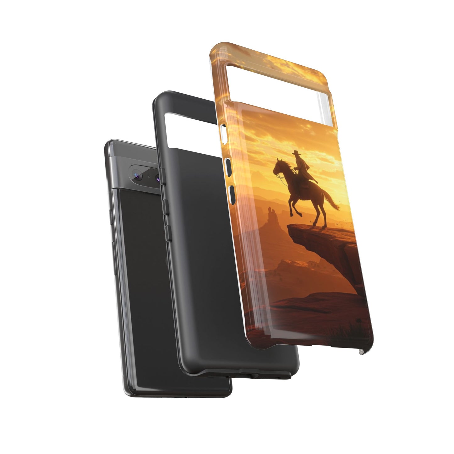 Sunset Horse Rider Phone Case, Western Art Cover, Tough Shell, Ideal Gift for Horse Lovers, Scenic Phone Accessories