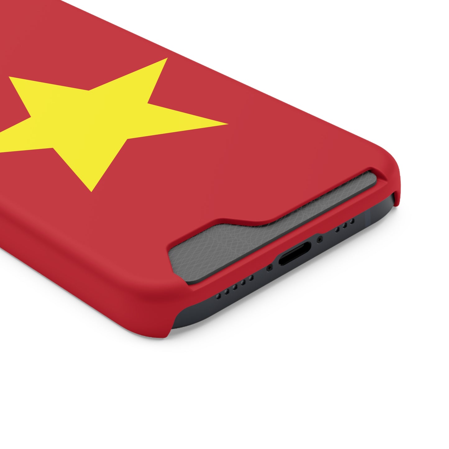 Red Star Phone Case with Card Holder, Gift for Flag Lovers, Stylish Accessory for Everyday Use, Perfect for Travel, Birthday Gift