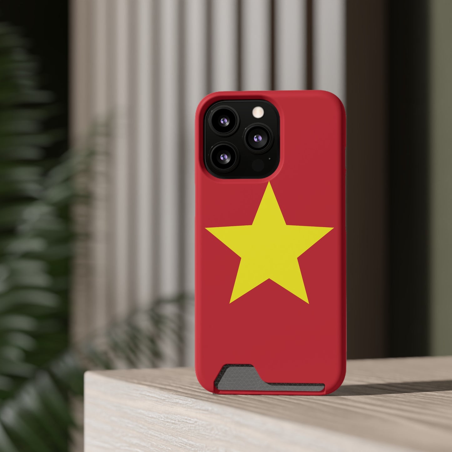 Red Star Phone Case with Card Holder, Gift for Flag Lovers, Stylish Accessory for Everyday Use, Perfect for Travel, Birthday Gift