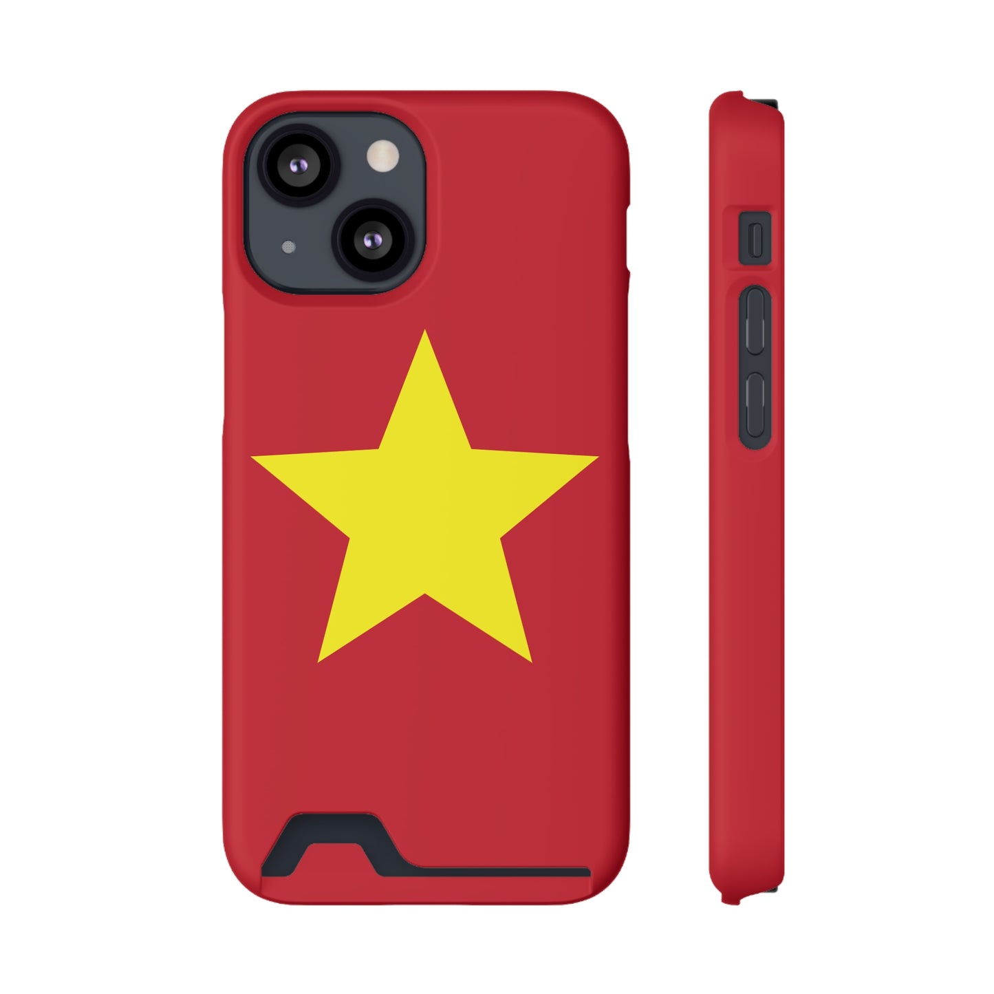 Red Star Phone Case with Card Holder, Gift for Flag Lovers, Stylish Accessory for Everyday Use, Perfect for Travel, Birthday Gift