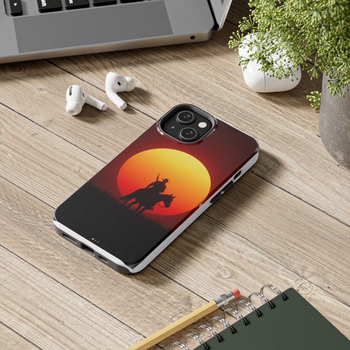 Sunset Cowboy Tough Phone Cases, Western Style Phone Cover, Unique Gift for Horse Lovers, Adventure Accessories, Durable Phone Protection