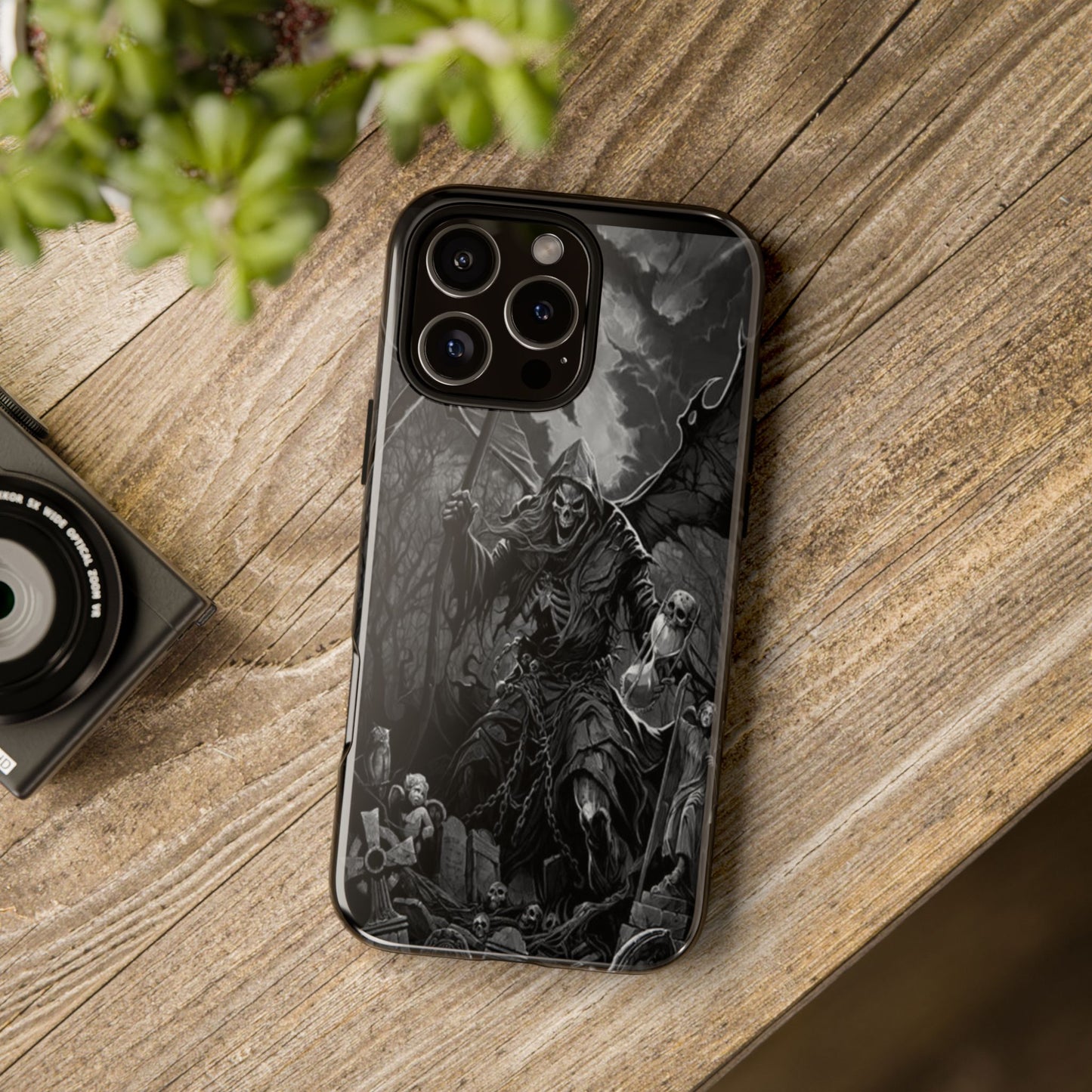 Gothic Phone Case Featuring Grim Reaper Art, Dark Aesthetic for Men and Women, Unique Halloween Gift, Durable Protection, Tough Cases