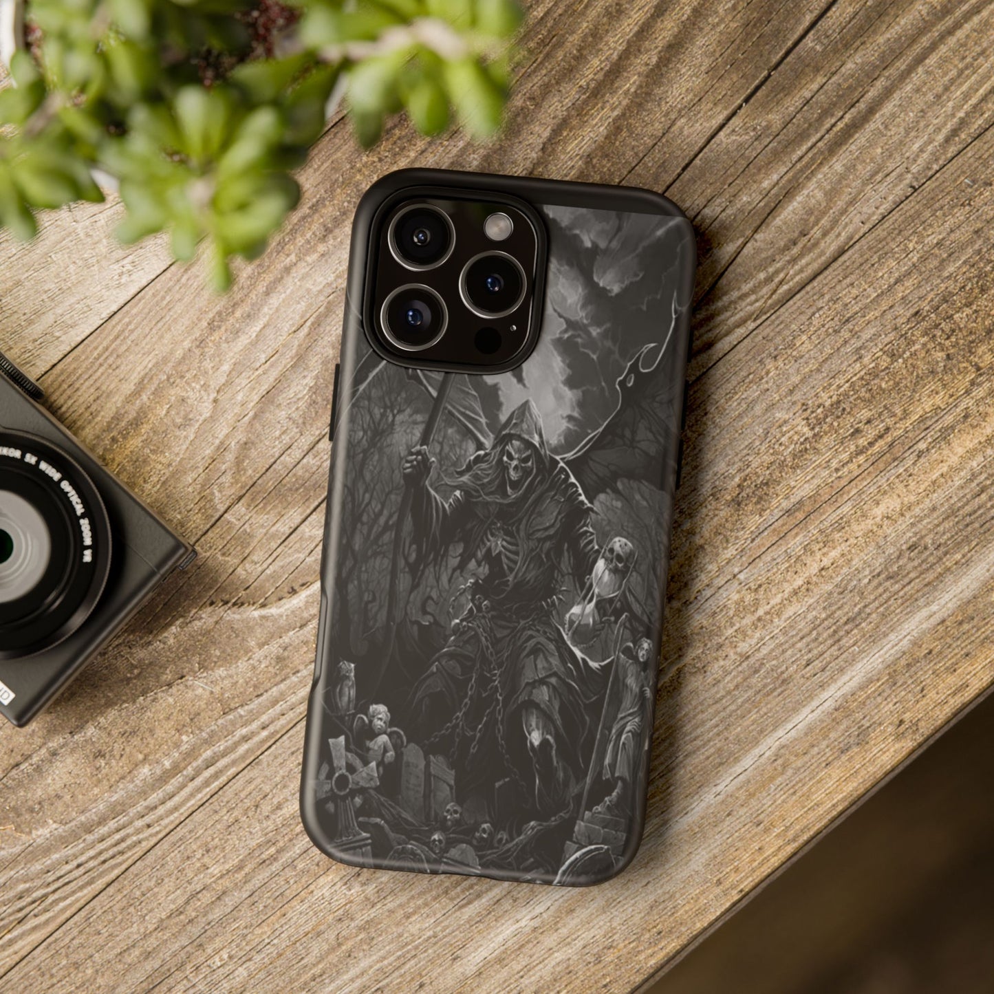 Gothic Phone Case Featuring Grim Reaper Art, Dark Aesthetic for Men and Women, Unique Halloween Gift, Durable Protection, Tough Cases