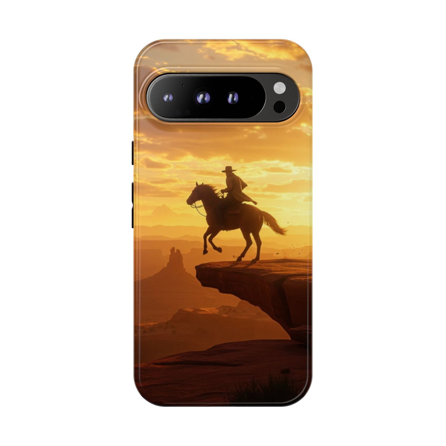Sunset Horse Rider Phone Case, Western Art Cover, Tough Shell, Ideal Gift for Horse Lovers, Scenic Phone Accessories