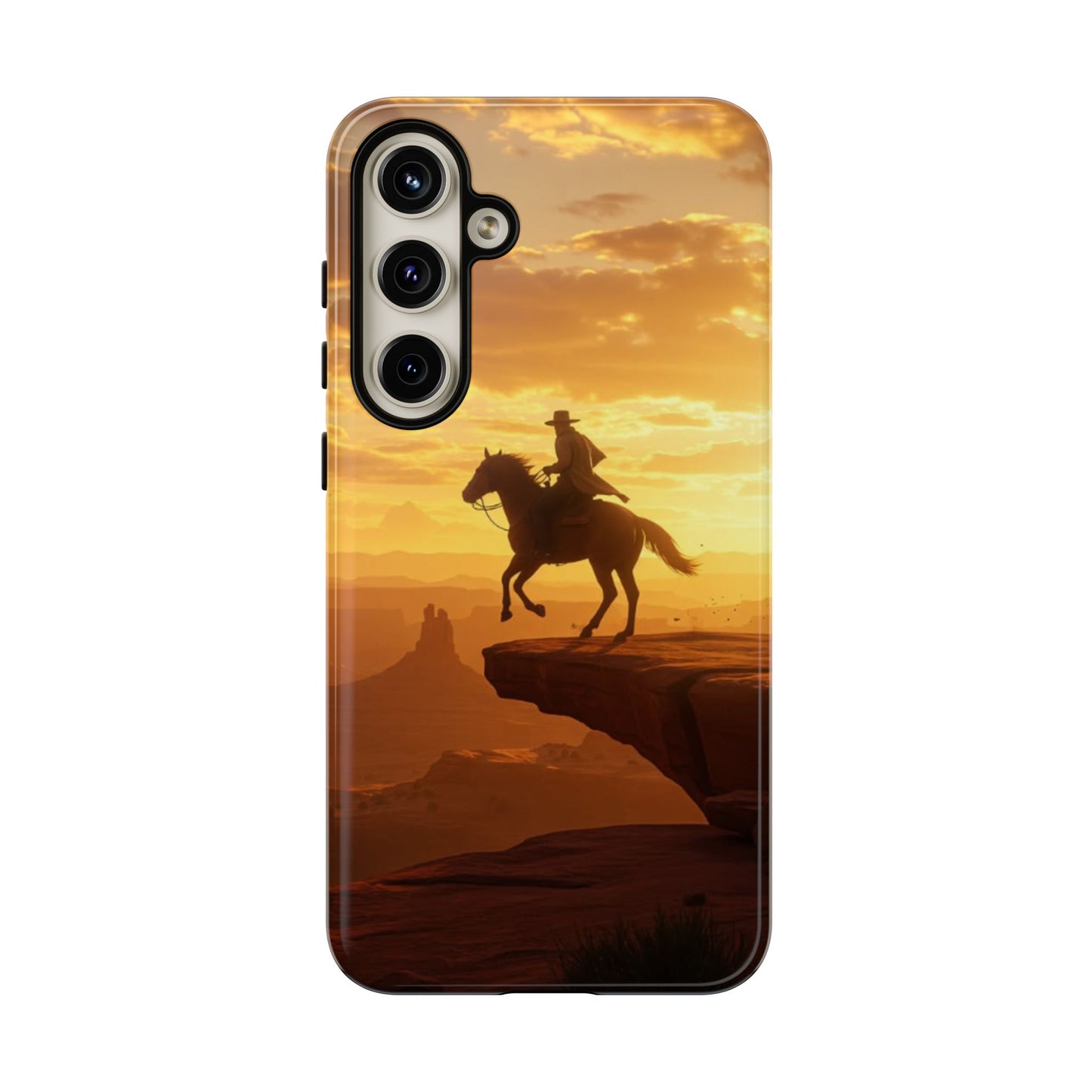 Sunset Horse Rider Phone Case, Western Art Cover, Tough Shell, Ideal Gift for Horse Lovers, Scenic Phone Accessories