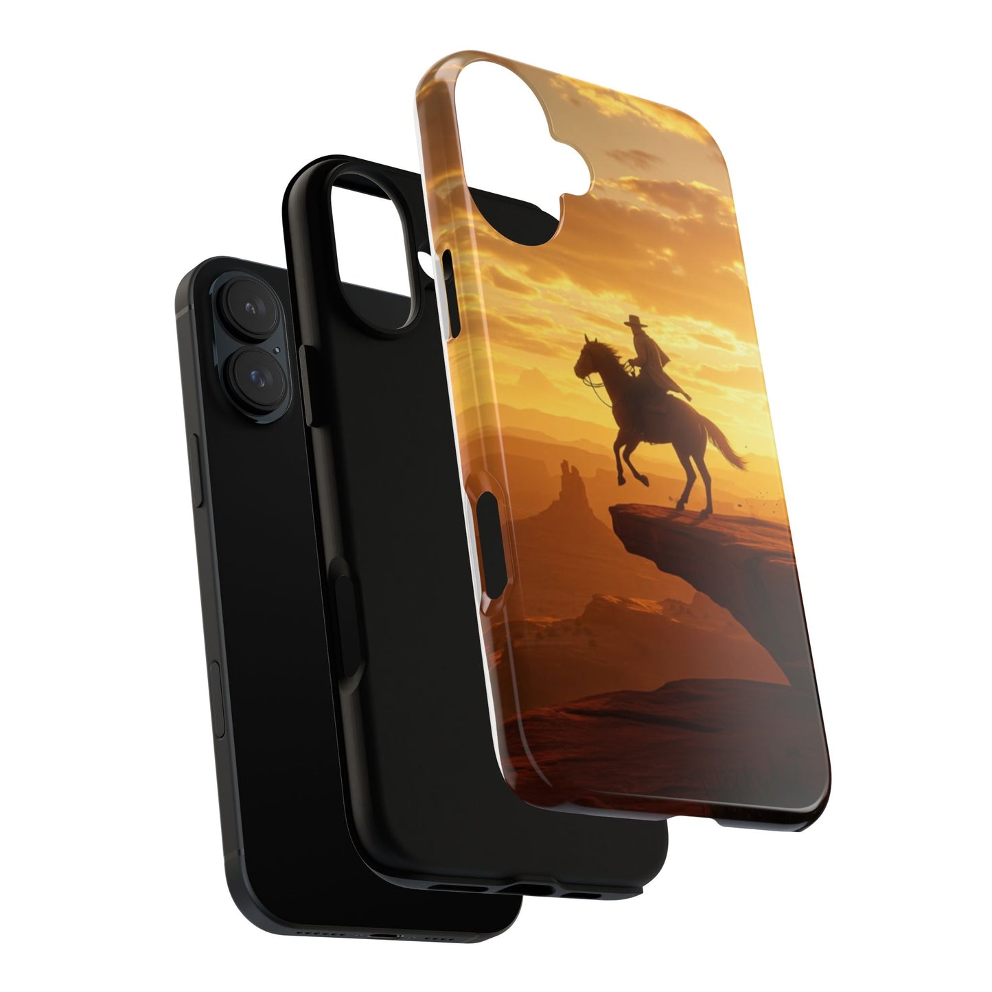 Sunset Horse Rider Phone Case, Western Art Cover, Tough Shell, Ideal Gift for Horse Lovers, Scenic Phone Accessories