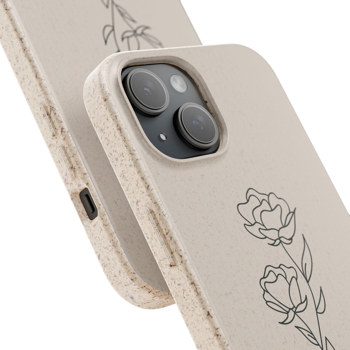 Eco-Friendly Phone Case with Floral Design, Biodegradable Mobile Cover, Sustainable Gift, Floral iPhone Case, Eco Chic Decor