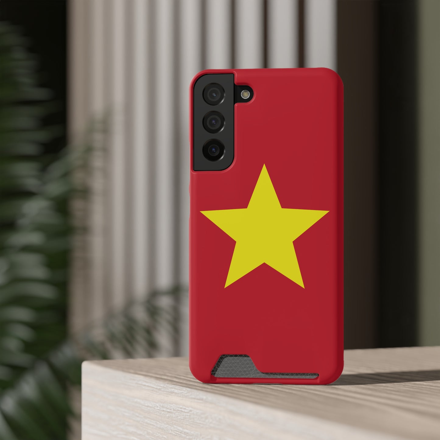 Red Star Phone Case with Card Holder, Gift for Flag Lovers, Stylish Accessory for Everyday Use, Perfect for Travel, Birthday Gift