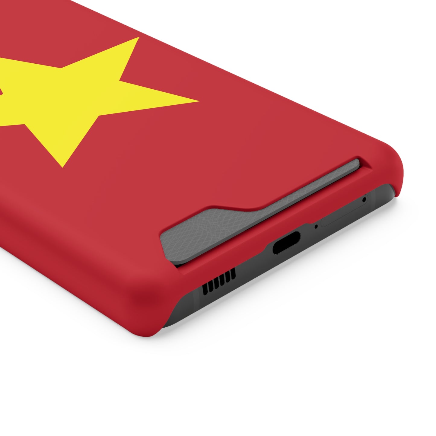 Red Star Phone Case with Card Holder, Gift for Flag Lovers, Stylish Accessory for Everyday Use, Perfect for Travel, Birthday Gift
