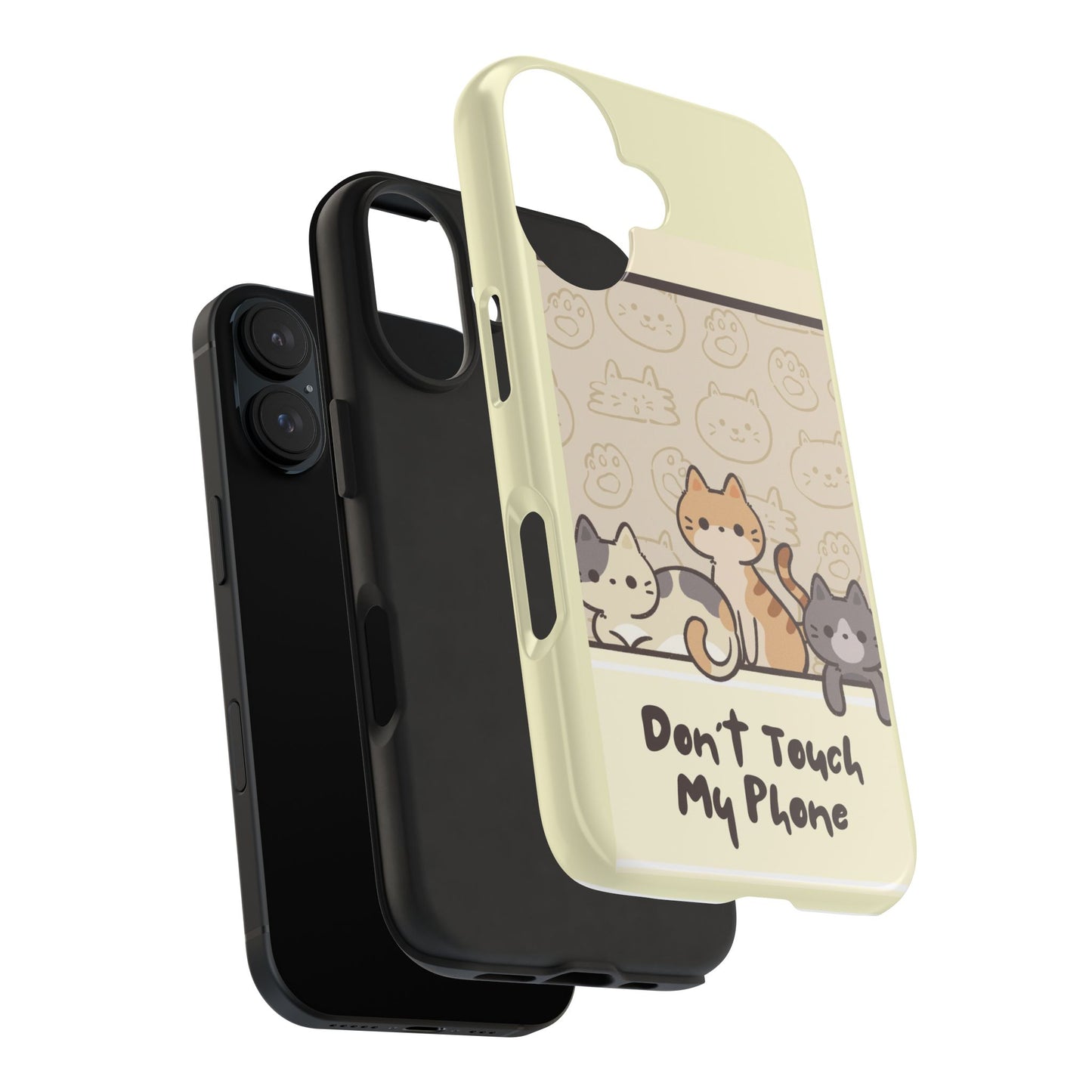 Cute Cat Phone Case - Don't Touch My Phone, Gift for Cat Lovers, Kawaii Accessories, Fun Tech Protection, Pet Lover Gifts