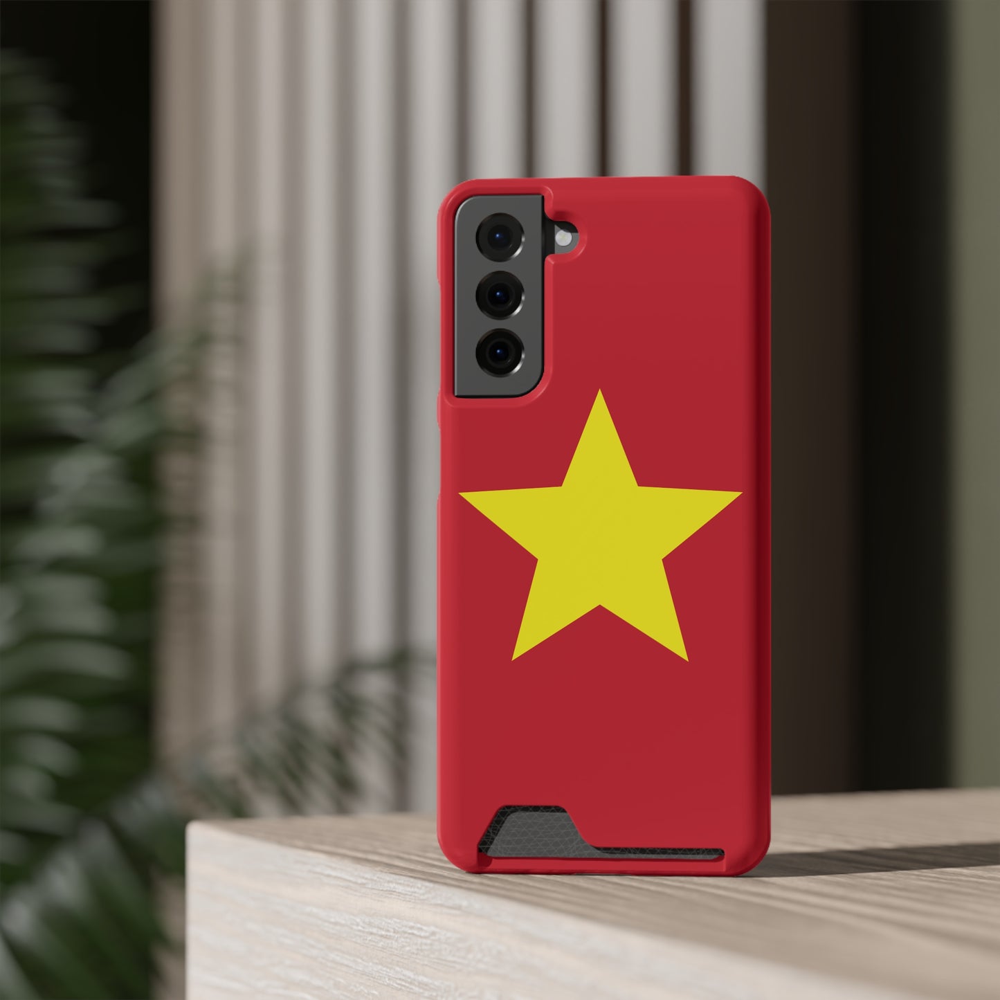 Red Star Phone Case with Card Holder, Gift for Flag Lovers, Stylish Accessory for Everyday Use, Perfect for Travel, Birthday Gift