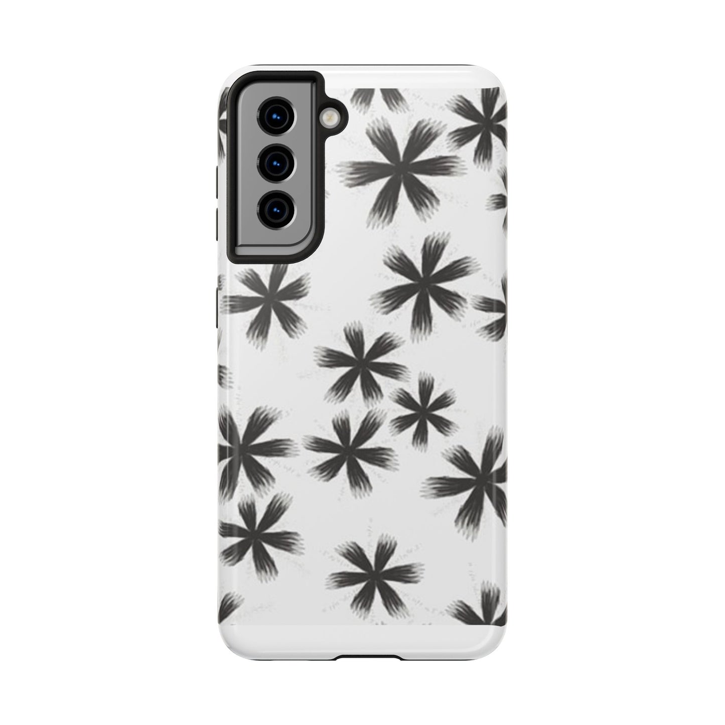 Stylish Tough Phone Cases, Black Flower Design, Durable Phone Protection, Unique Gift, Trendy Phone Accessories