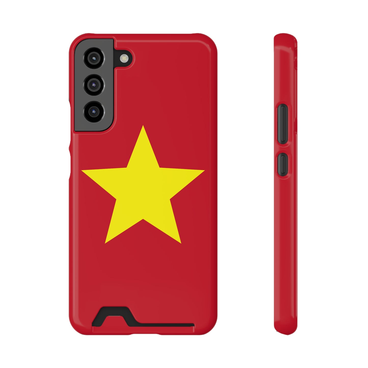 Red Star Phone Case with Card Holder, Gift for Flag Lovers, Stylish Accessory for Everyday Use, Perfect for Travel, Birthday Gift