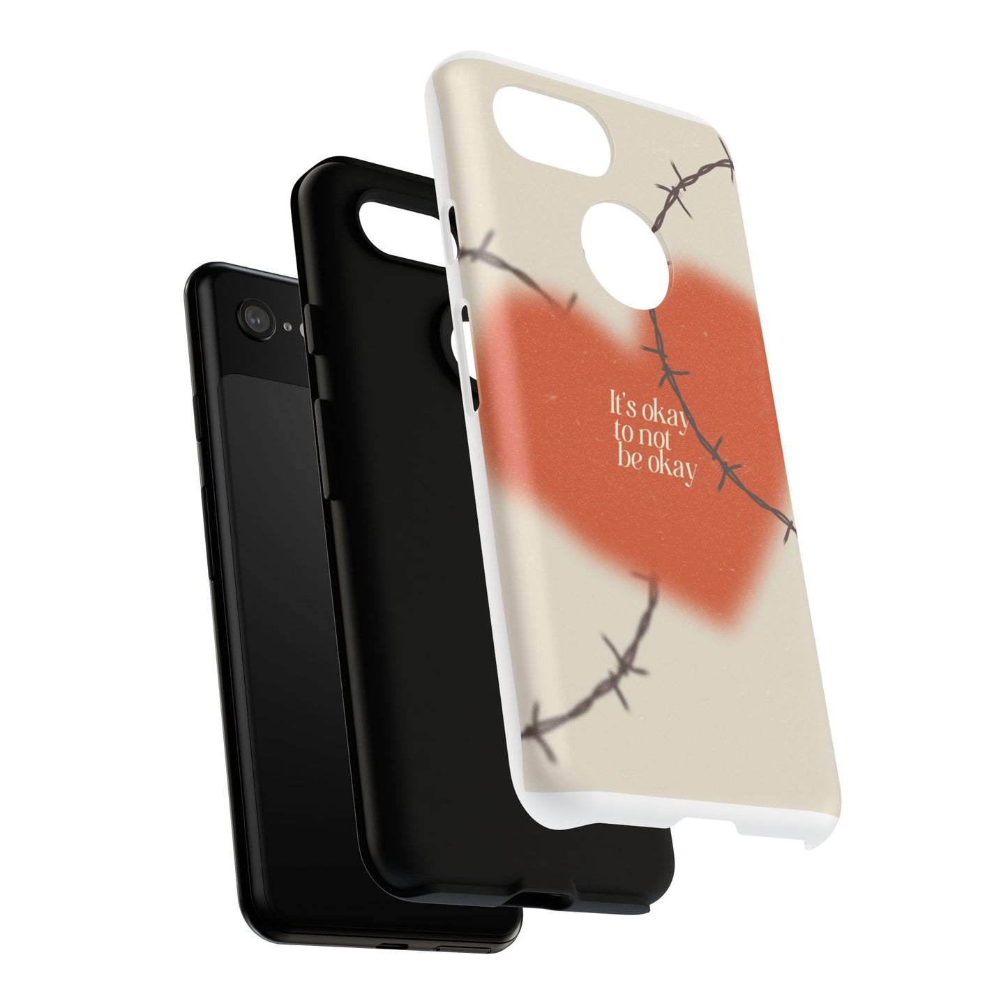 Heartfelt Phone Case | Barbed Wire Design, It's Okay to Not Be Okay, Supportive Gift, Anxiety Awareness, Unique Phone Accessory