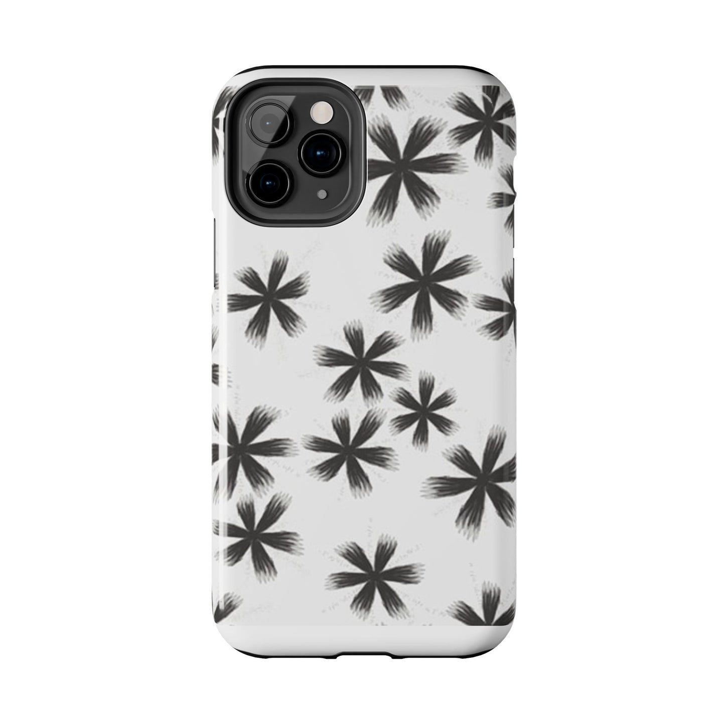 Stylish Tough Phone Cases, Black Flower Design, Durable Phone Protection, Unique Gift, Trendy Phone Accessories