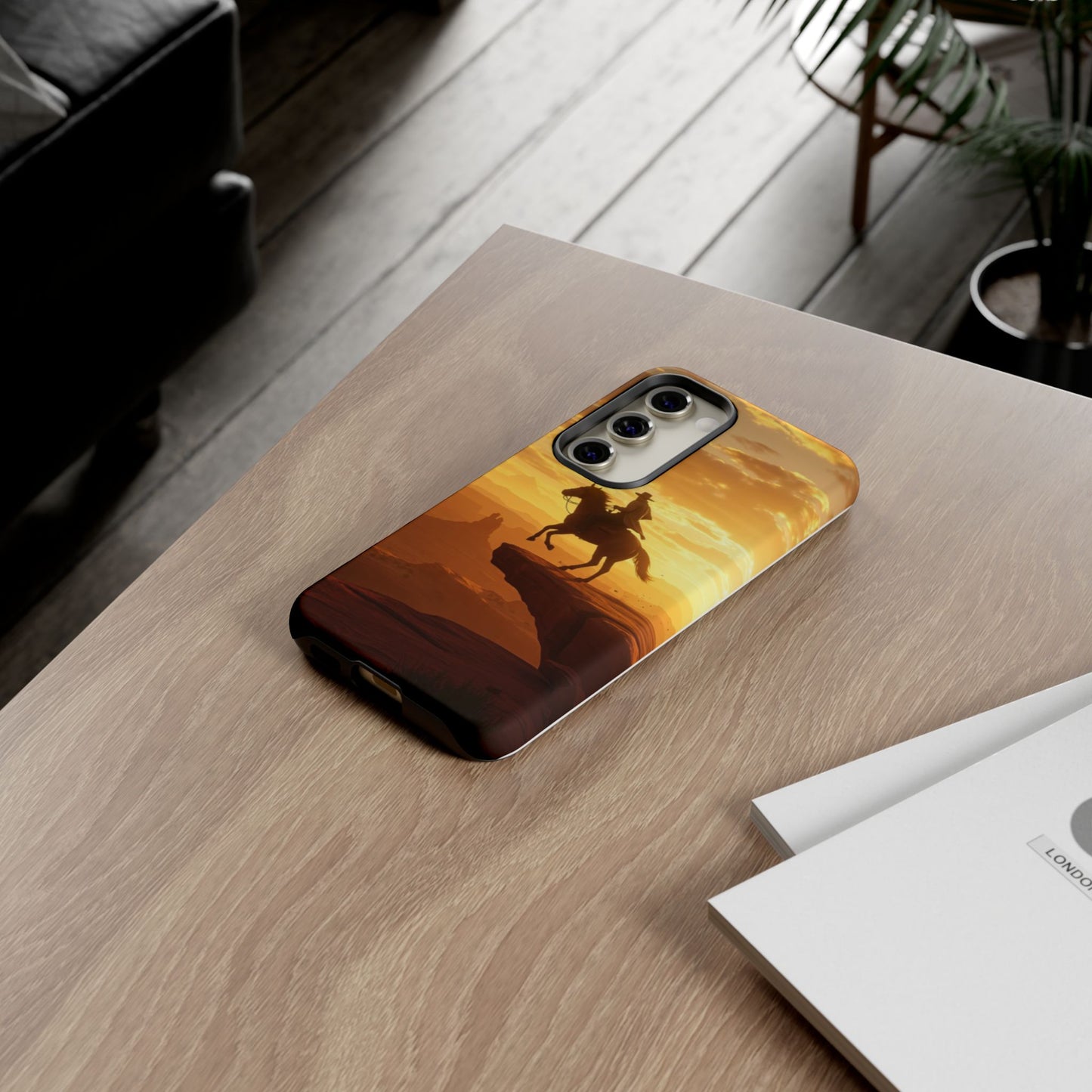 Sunset Horse Rider Phone Case, Western Art Cover, Tough Shell, Ideal Gift for Horse Lovers, Scenic Phone Accessories