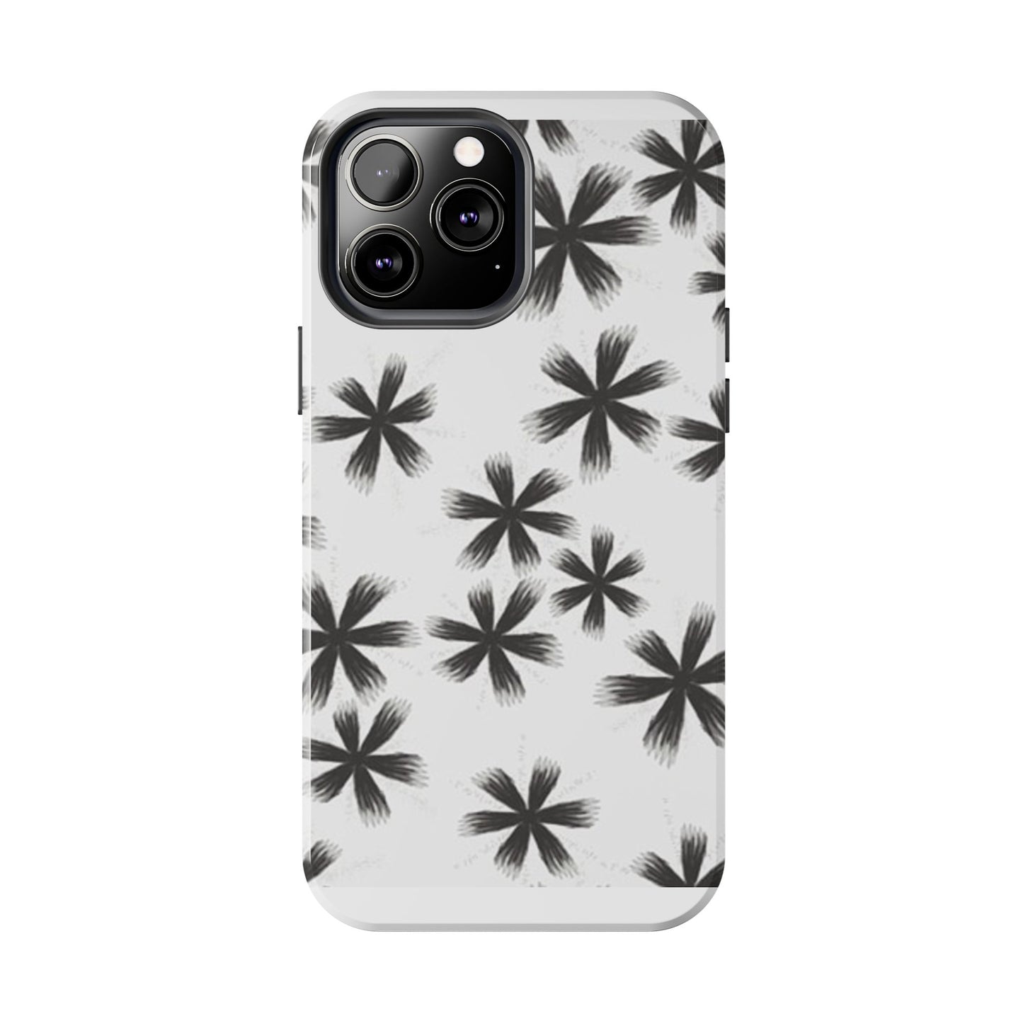 Stylish Tough Phone Cases, Black Flower Design, Durable Phone Protection, Unique Gift, Trendy Phone Accessories