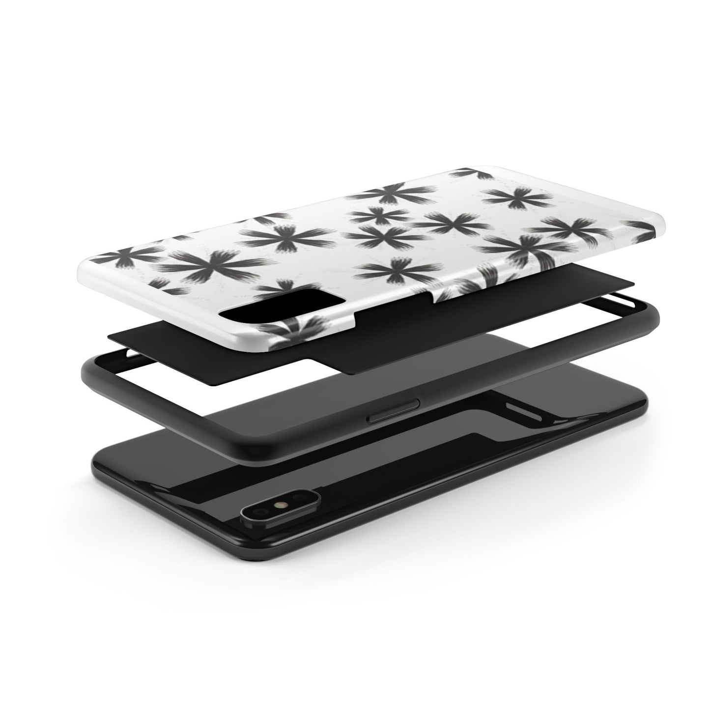 Stylish Tough Phone Cases, Black Flower Design, Durable Phone Protection, Unique Gift, Trendy Phone Accessories