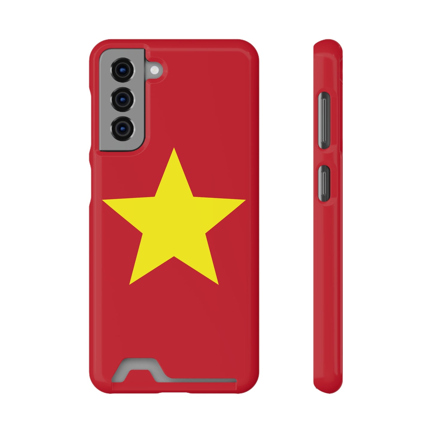 Red Star Phone Case with Card Holder, Gift for Flag Lovers, Stylish Accessory for Everyday Use, Perfect for Travel, Birthday Gift