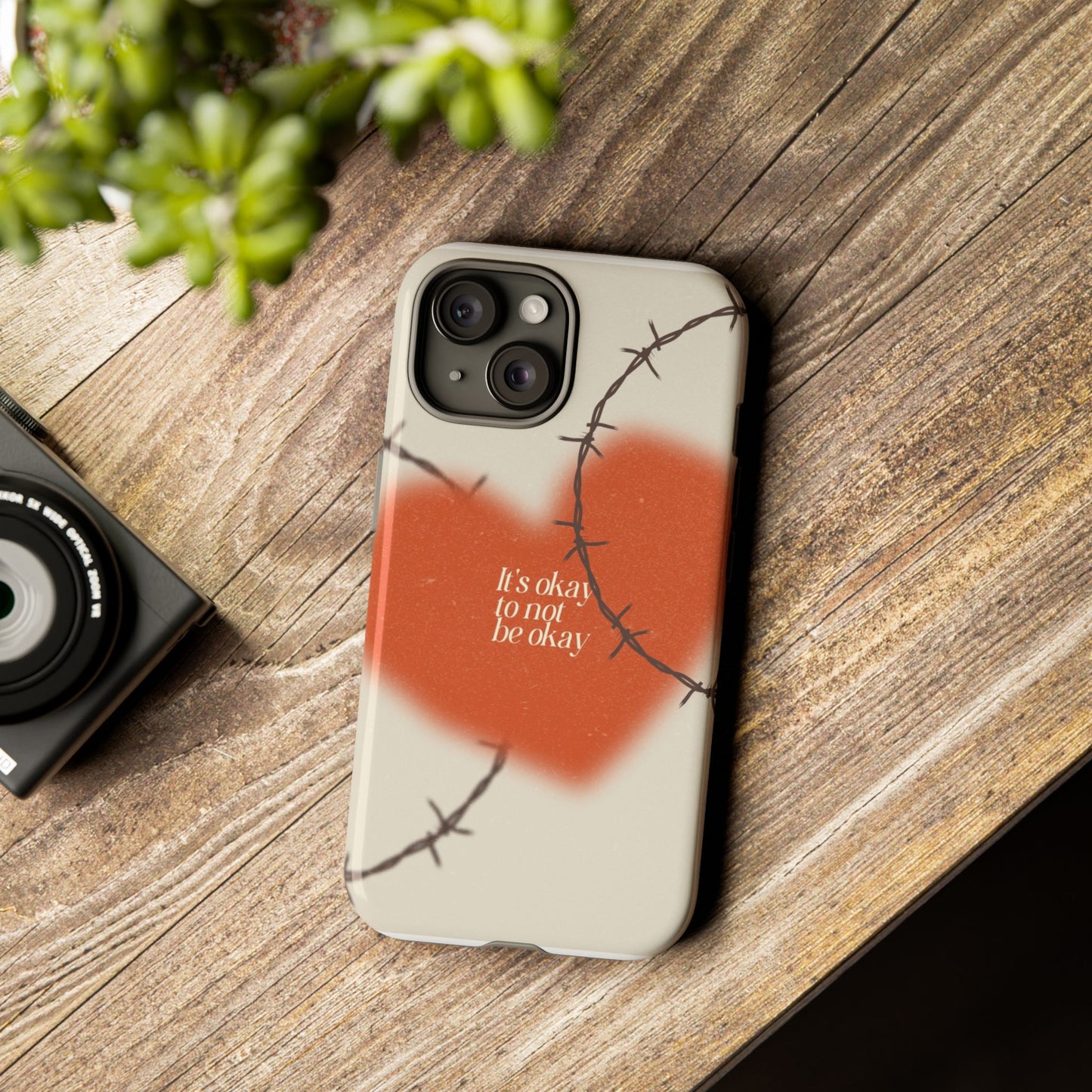 Heartfelt Phone Case | Barbed Wire Design, It's Okay to Not Be Okay, Supportive Gift, Anxiety Awareness, Unique Phone Accessory