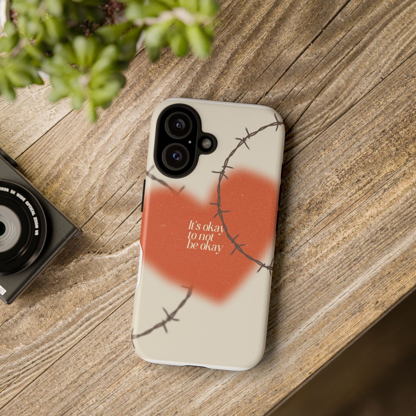 Heartfelt Phone Case | Barbed Wire Design, It's Okay to Not Be Okay, Supportive Gift, Anxiety Awareness, Unique Phone Accessory