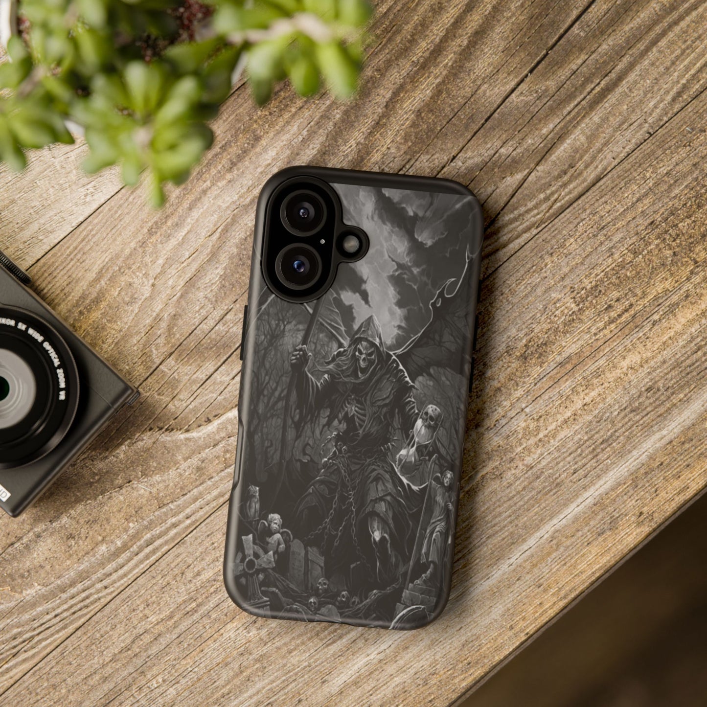Gothic Phone Case Featuring Grim Reaper Art, Dark Aesthetic for Men and Women, Unique Halloween Gift, Durable Protection, Tough Cases