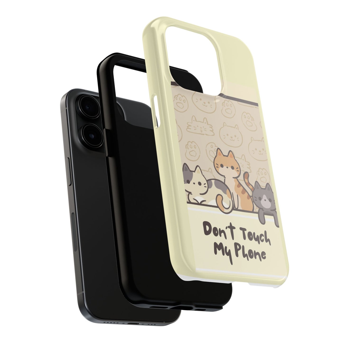 Cute Cat Phone Case - Don't Touch My Phone, Gift for Cat Lovers, Kawaii Accessories, Fun Tech Protection, Pet Lover Gifts