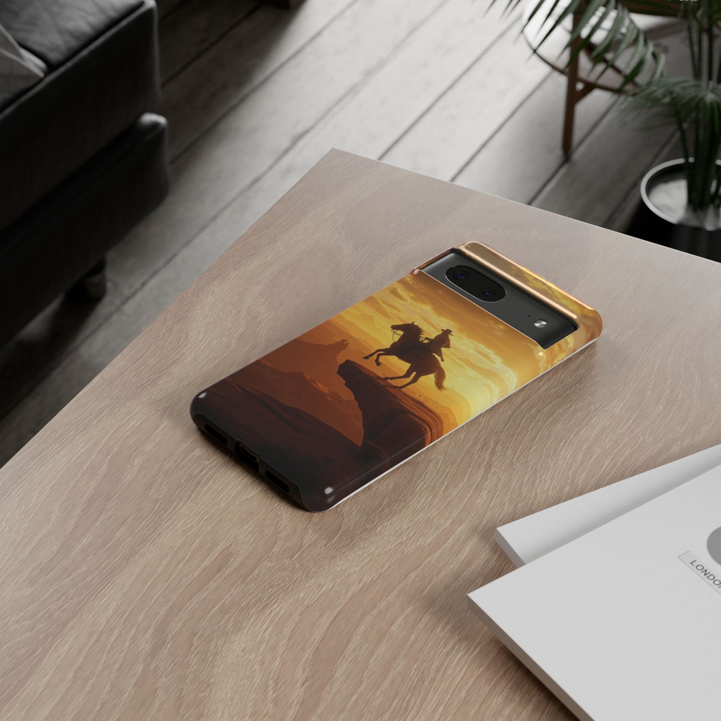 Sunset Horse Rider Phone Case, Western Art Cover, Tough Shell, Ideal Gift for Horse Lovers, Scenic Phone Accessories
