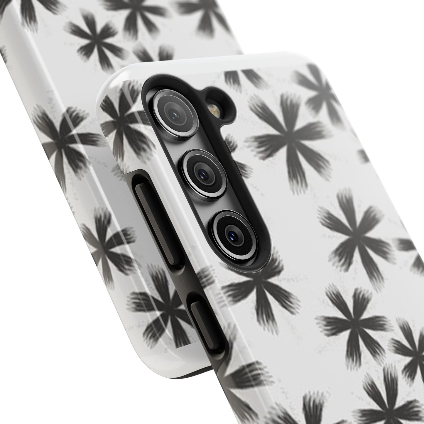 Stylish Tough Phone Cases, Black Flower Design, Durable Phone Protection, Unique Gift, Trendy Phone Accessories