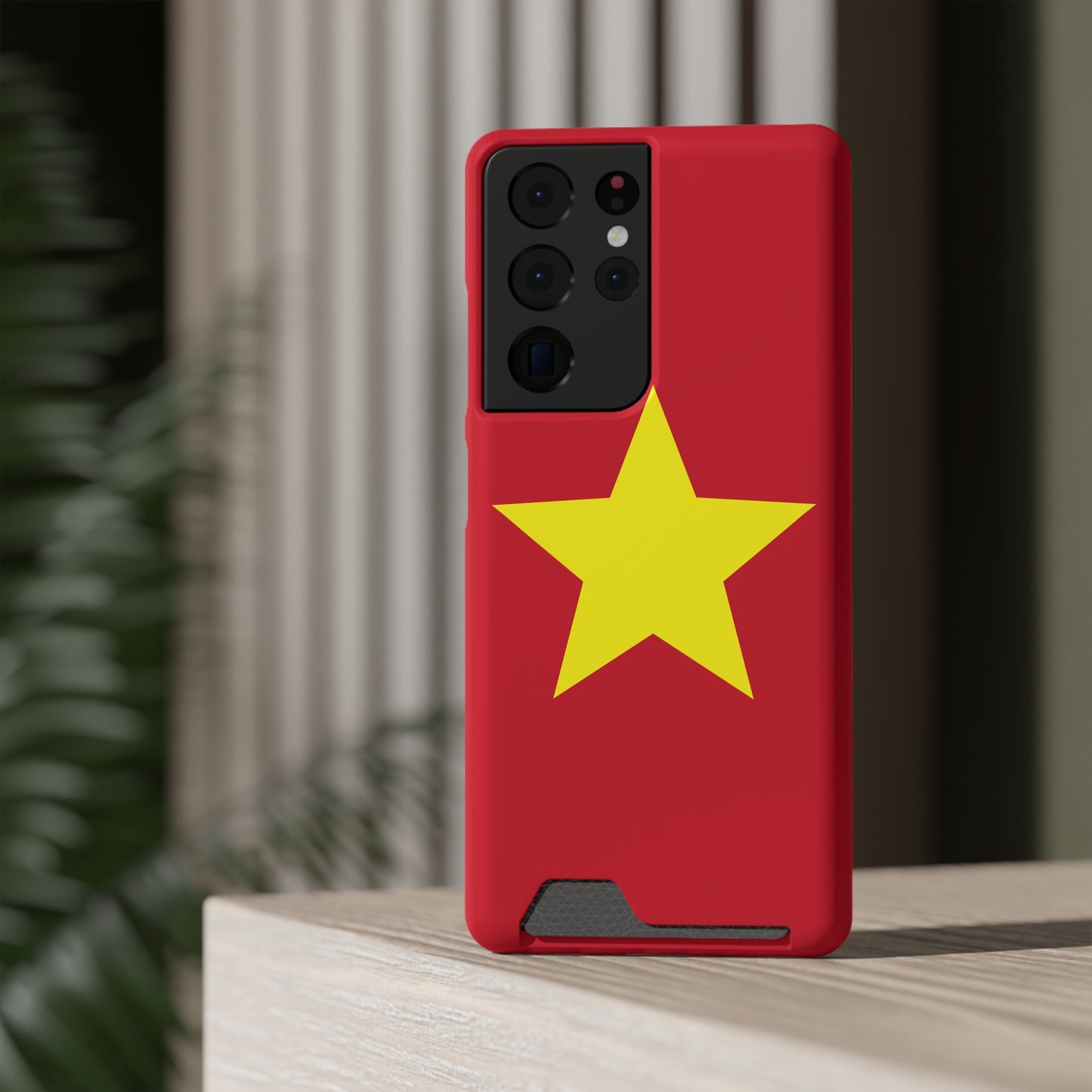 Red Star Phone Case with Card Holder, Gift for Flag Lovers, Stylish Accessory for Everyday Use, Perfect for Travel, Birthday Gift
