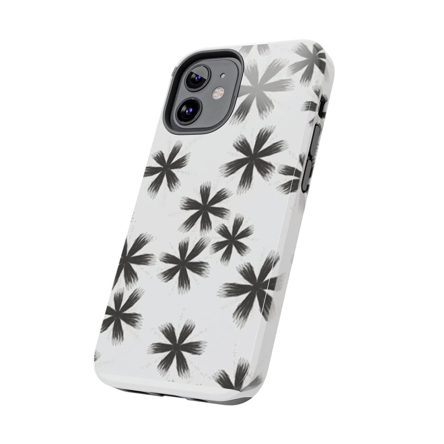 Stylish Tough Phone Cases, Black Flower Design, Durable Phone Protection, Unique Gift, Trendy Phone Accessories