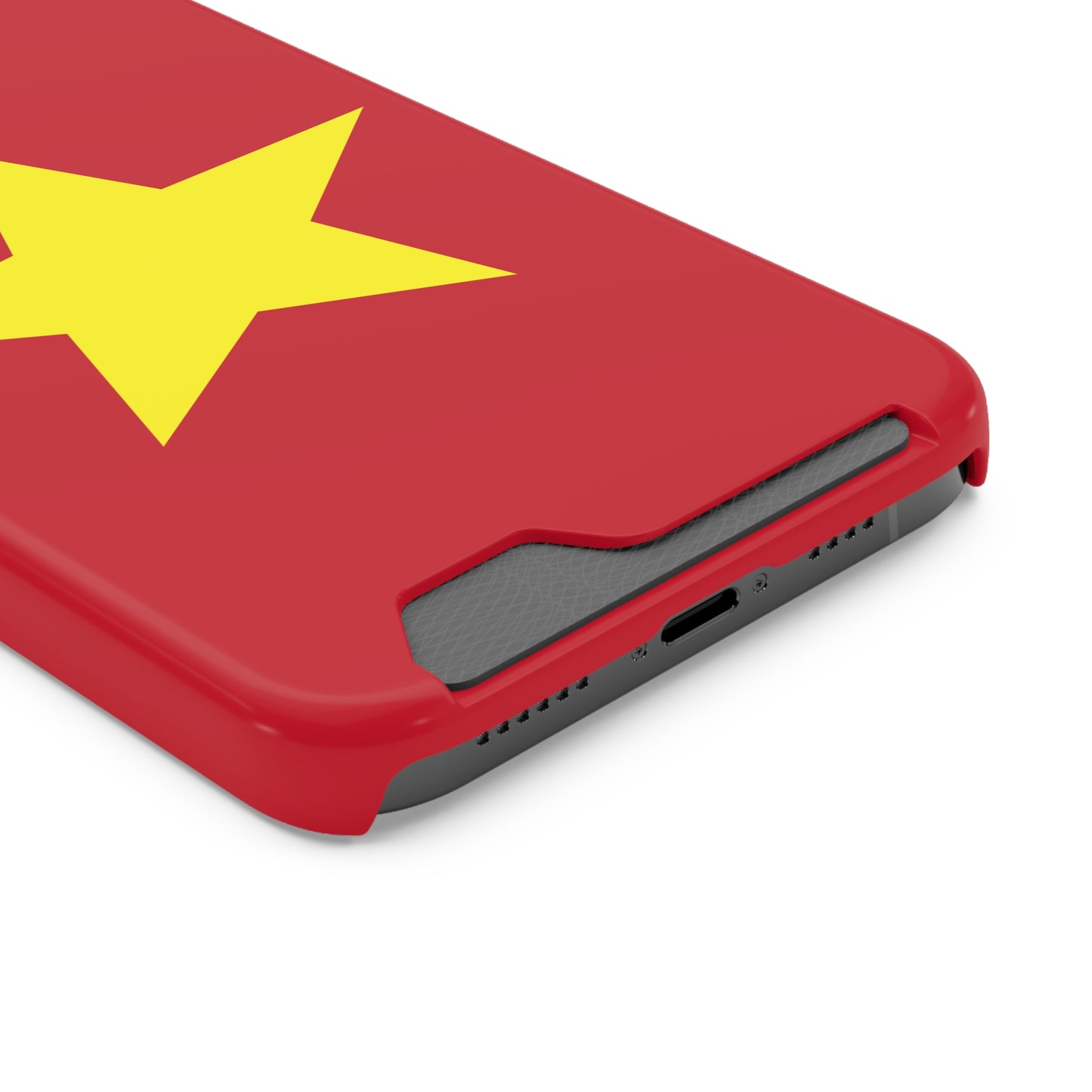 Red Star Phone Case with Card Holder, Gift for Flag Lovers, Stylish Accessory for Everyday Use, Perfect for Travel, Birthday Gift