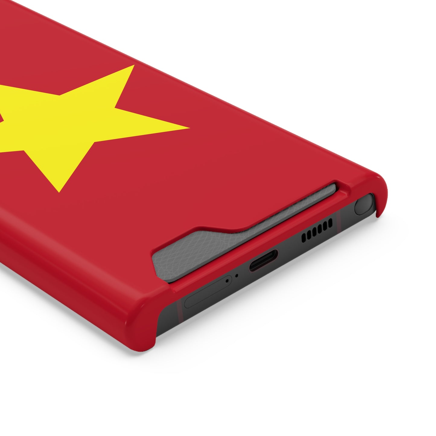 Red Star Phone Case with Card Holder, Gift for Flag Lovers, Stylish Accessory for Everyday Use, Perfect for Travel, Birthday Gift