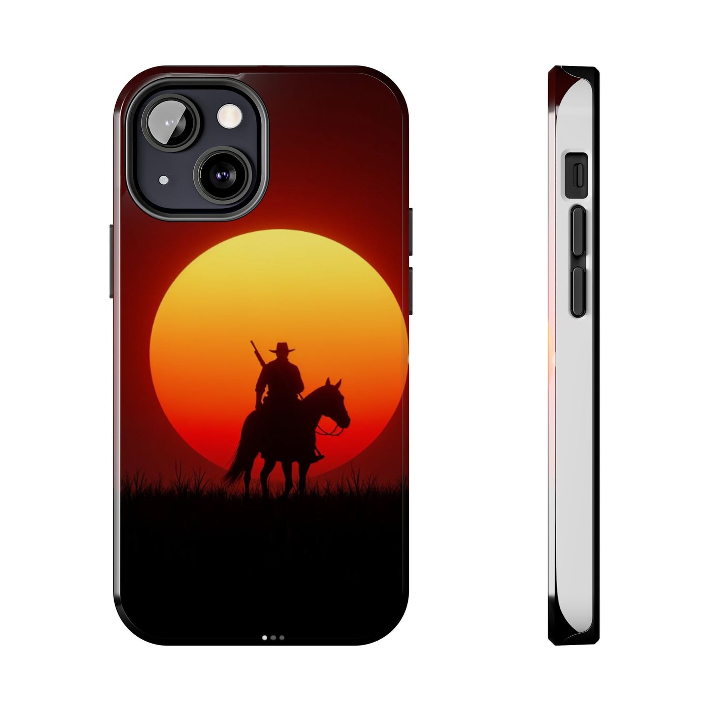Sunset Cowboy Tough Phone Cases, Western Style Phone Cover, Unique Gift for Horse Lovers, Adventure Accessories, Durable Phone Protection