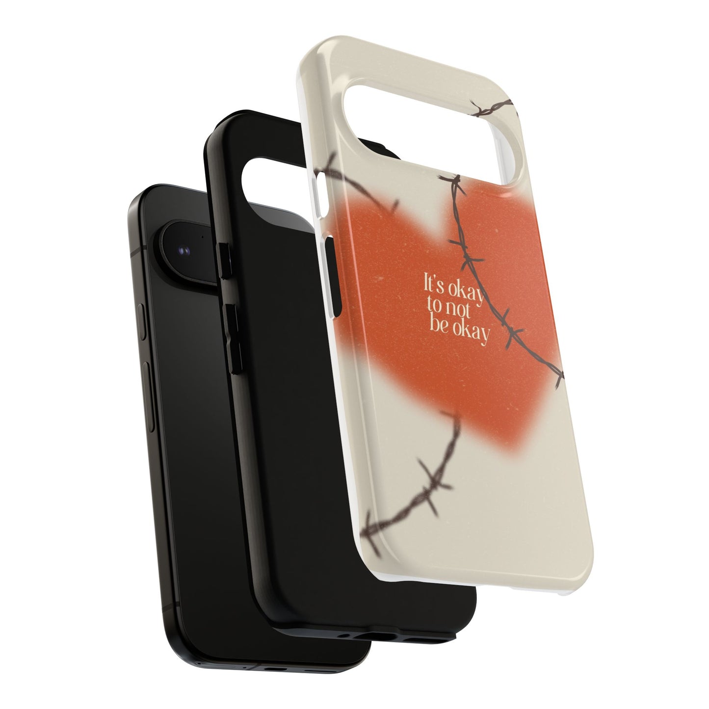 Heartfelt Phone Case | Barbed Wire Design, It's Okay to Not Be Okay, Supportive Gift, Anxiety Awareness, Unique Phone Accessory
