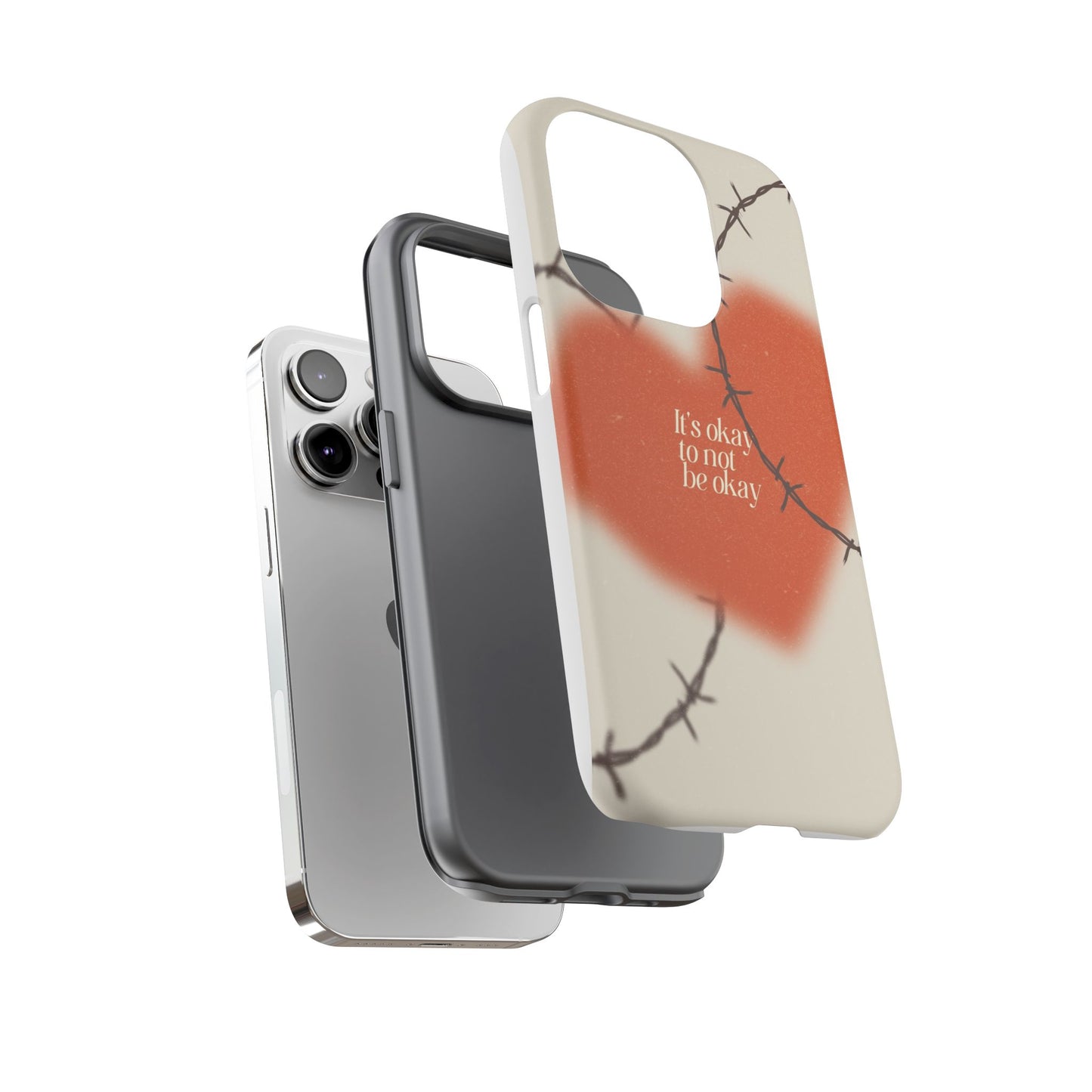 Heartfelt Phone Case | Barbed Wire Design, It's Okay to Not Be Okay, Supportive Gift, Anxiety Awareness, Unique Phone Accessory