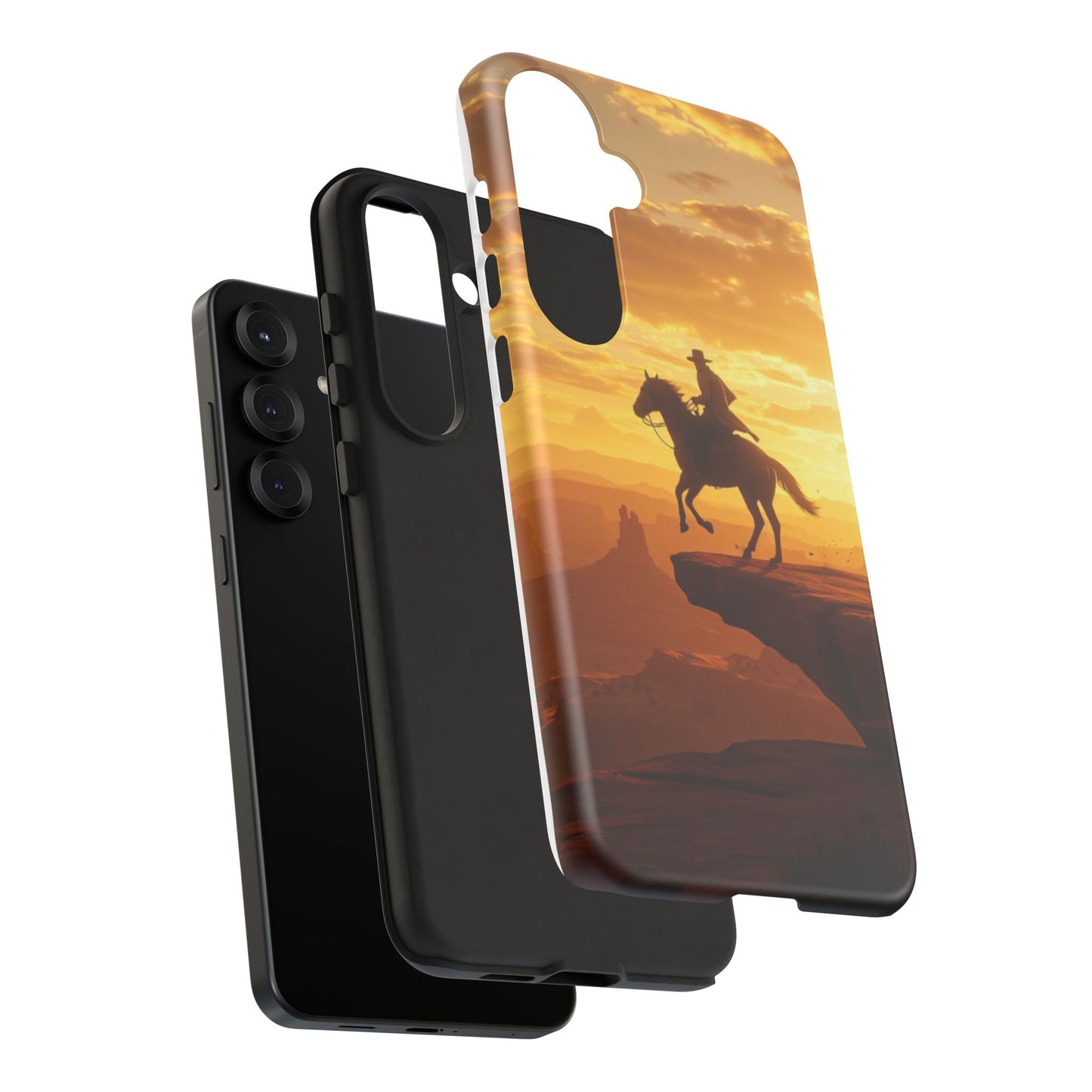 Sunset Horse Rider Phone Case, Western Art Cover, Tough Shell, Ideal Gift for Horse Lovers, Scenic Phone Accessories