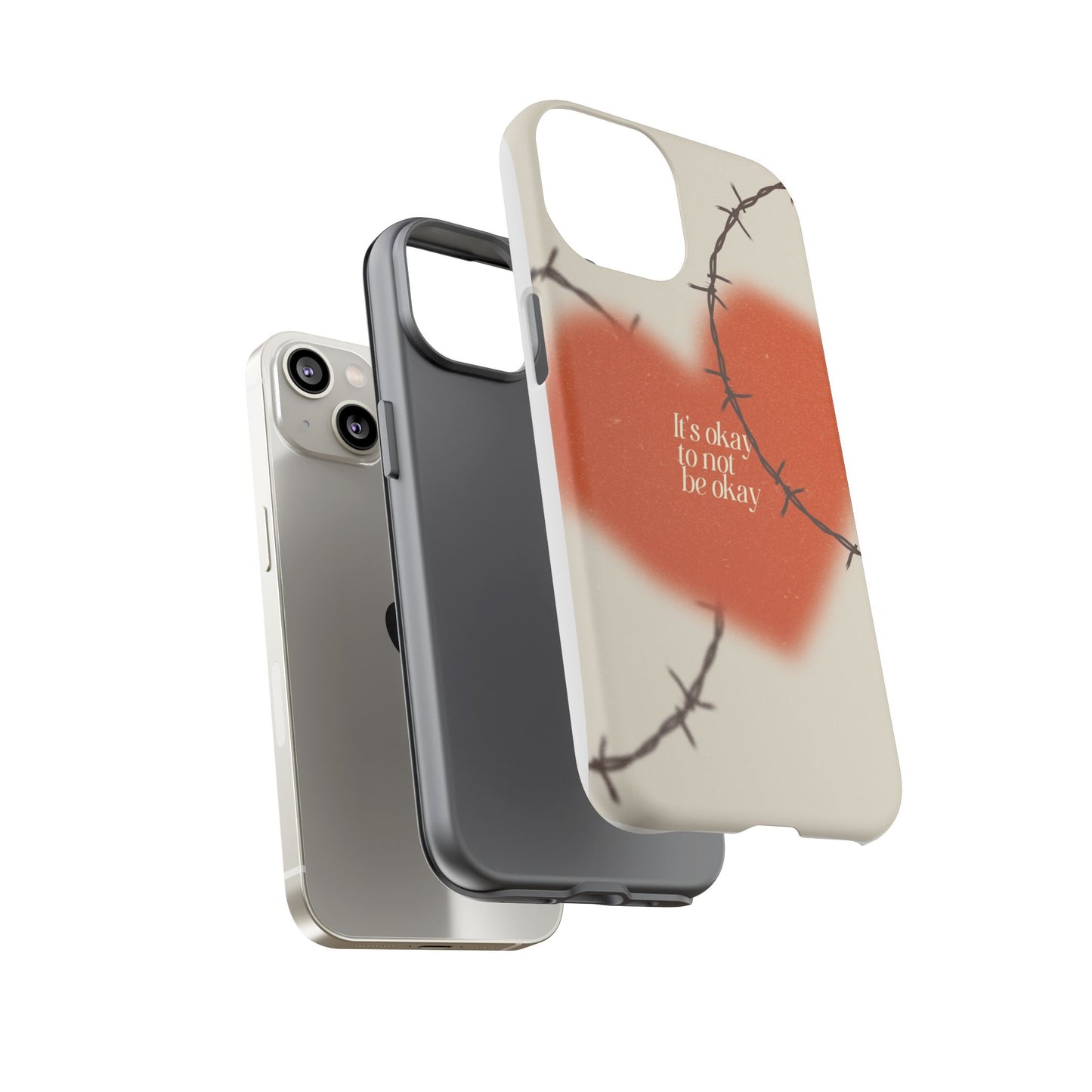 Heartfelt Phone Case | Barbed Wire Design, It's Okay to Not Be Okay, Supportive Gift, Anxiety Awareness, Unique Phone Accessory