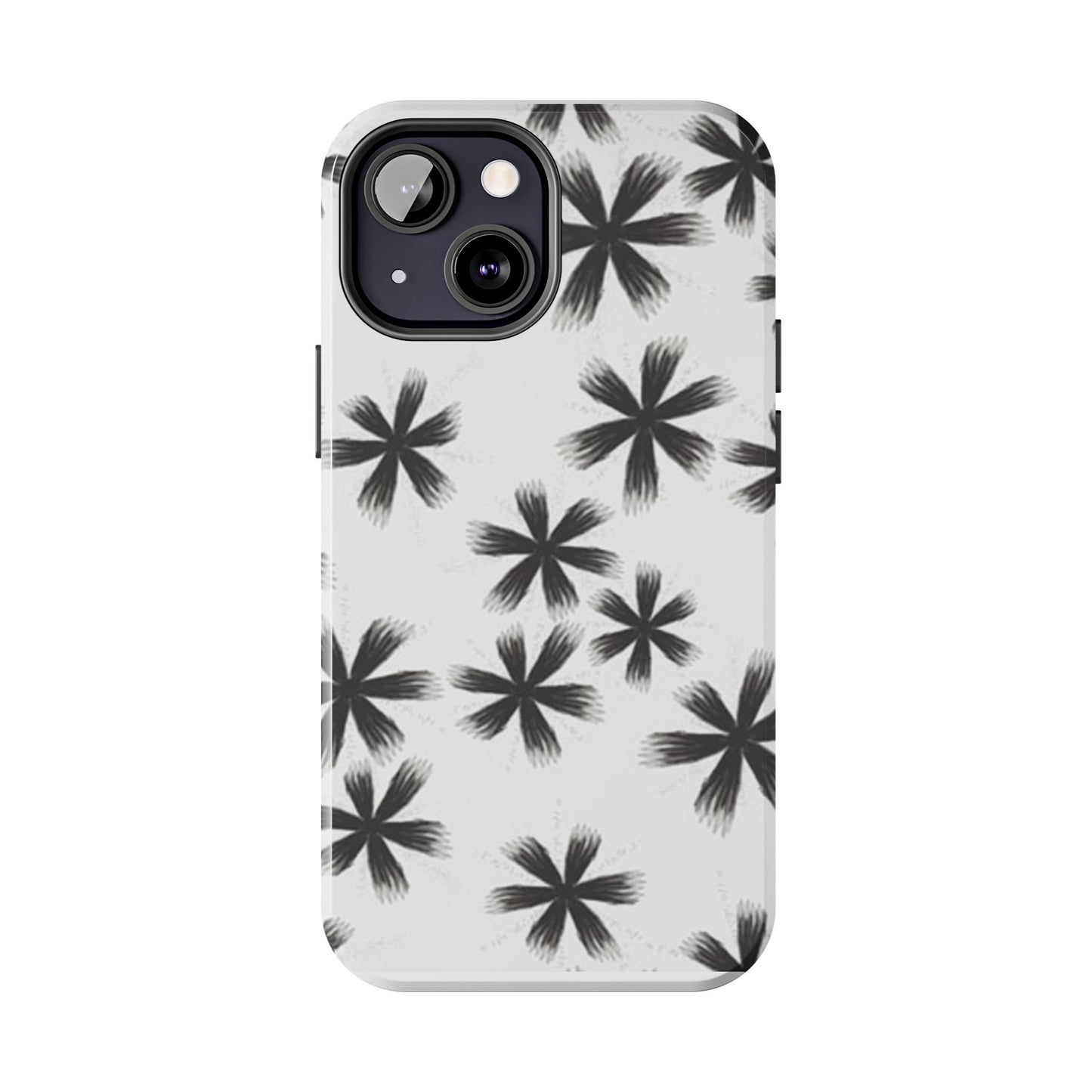 Stylish Tough Phone Cases, Black Flower Design, Durable Phone Protection, Unique Gift, Trendy Phone Accessories