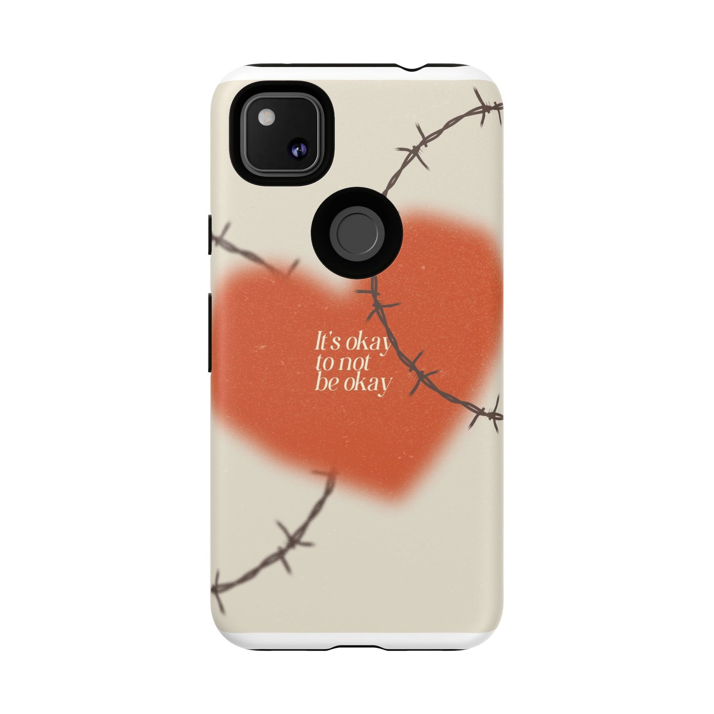 Heartfelt Phone Case | Barbed Wire Design, It's Okay to Not Be Okay, Supportive Gift, Anxiety Awareness, Unique Phone Accessory