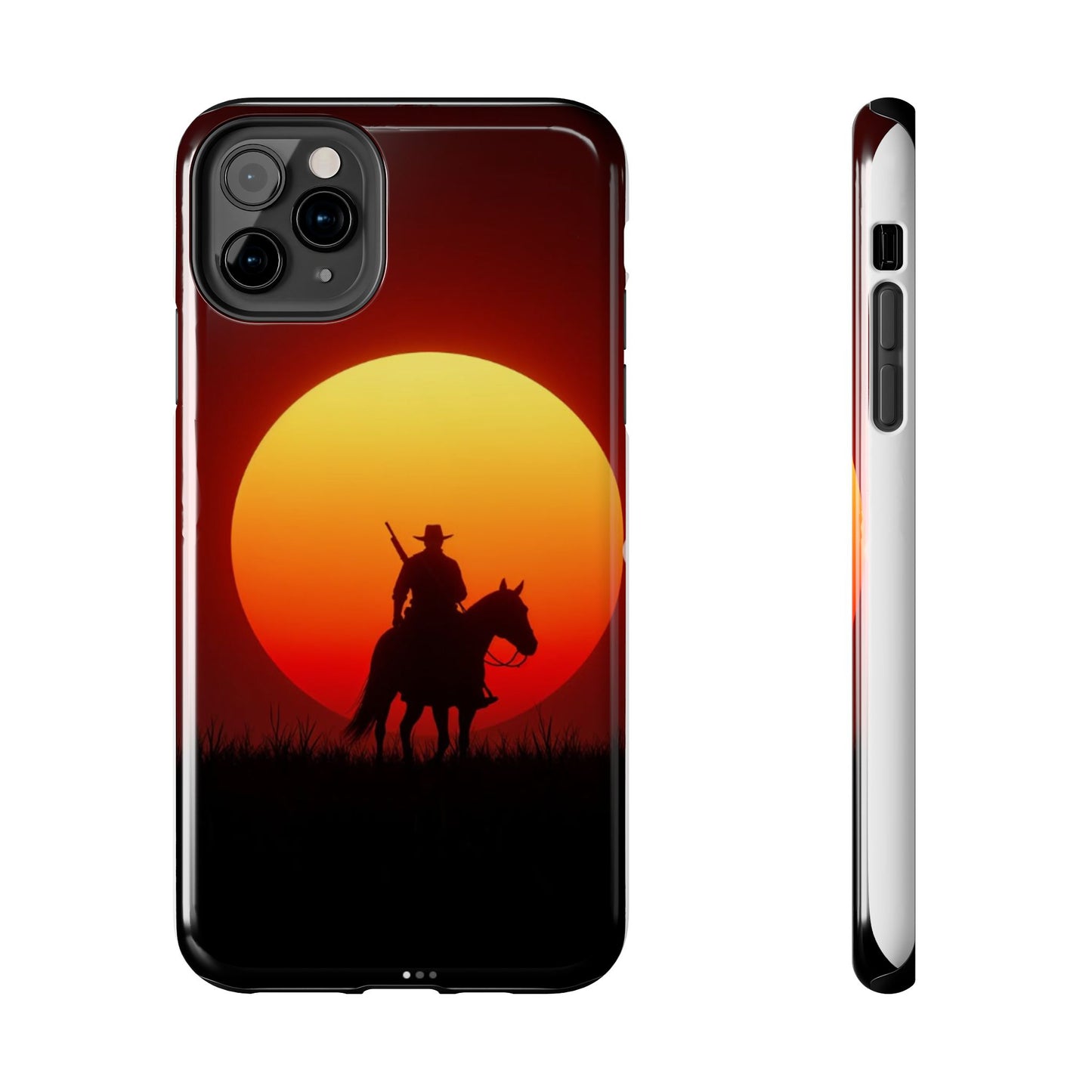 Sunset Cowboy Tough Phone Cases, Western Style Phone Cover, Unique Gift for Horse Lovers, Adventure Accessories, Durable Phone Protection