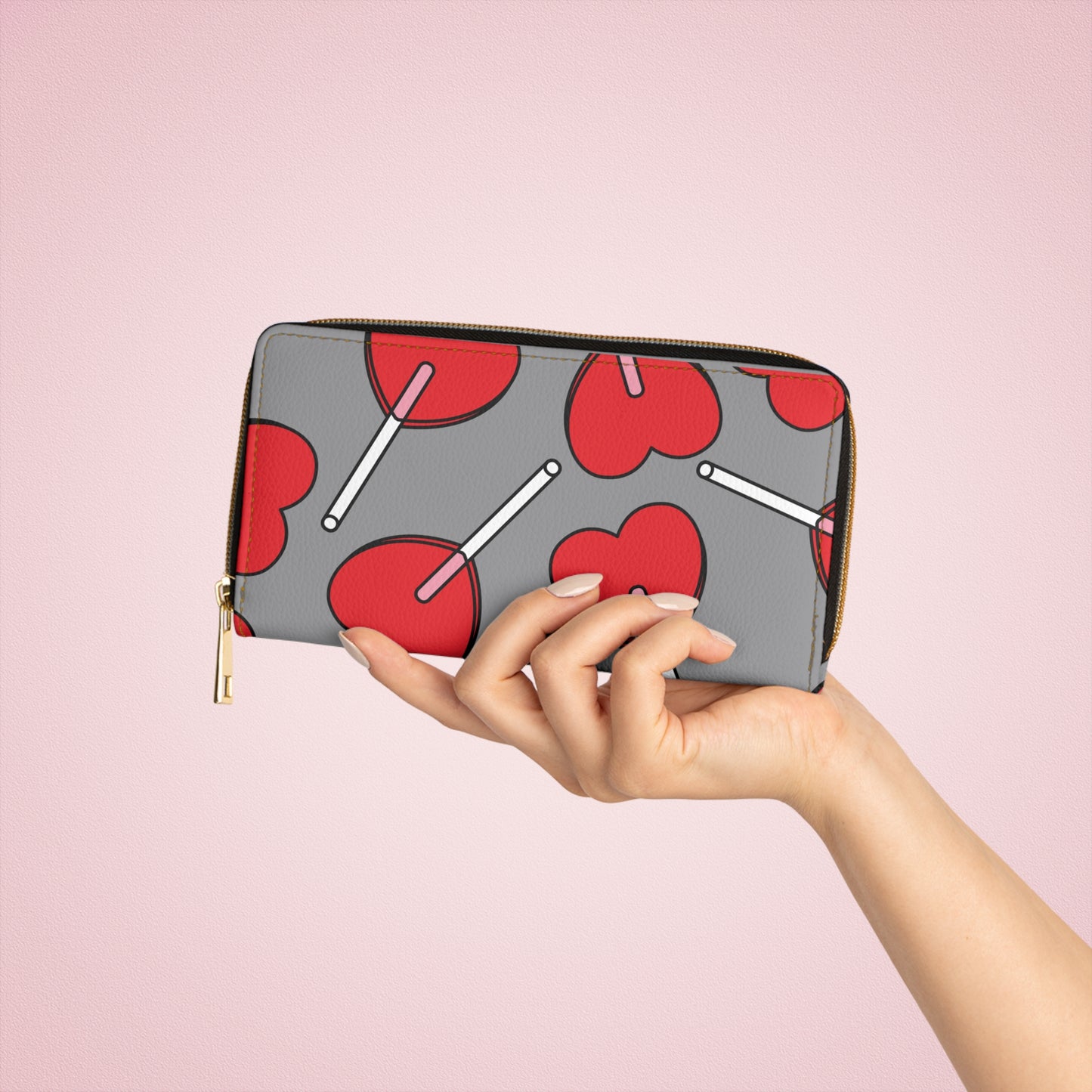 Heart Pattern Zipper Wallet - Cute Accessories for Her, Valentine’s Day Gift, Everyday Use, Stylish Organizer