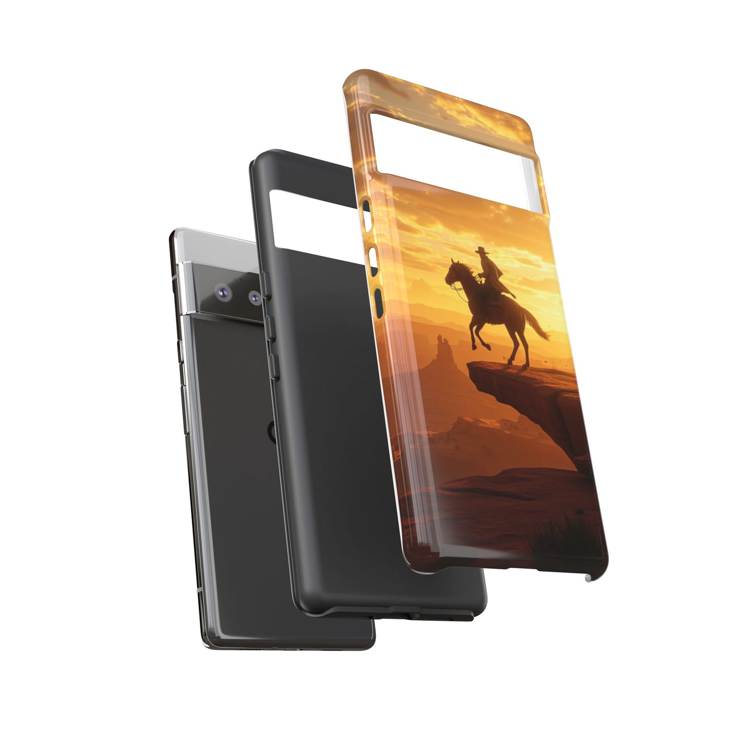 Sunset Horse Rider Phone Case, Western Art Cover, Tough Shell, Ideal Gift for Horse Lovers, Scenic Phone Accessories