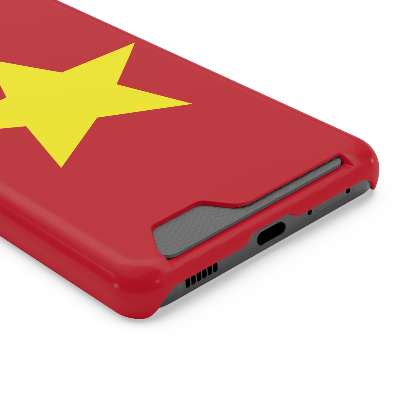 Red Star Phone Case with Card Holder, Gift for Flag Lovers, Stylish Accessory for Everyday Use, Perfect for Travel, Birthday Gift