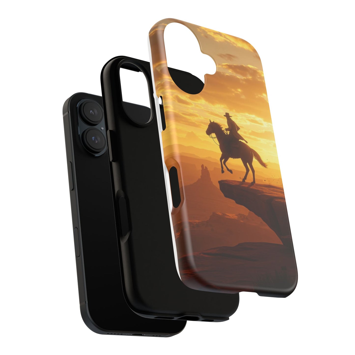 Sunset Horse Rider Phone Case, Western Art Cover, Tough Shell, Ideal Gift for Horse Lovers, Scenic Phone Accessories
