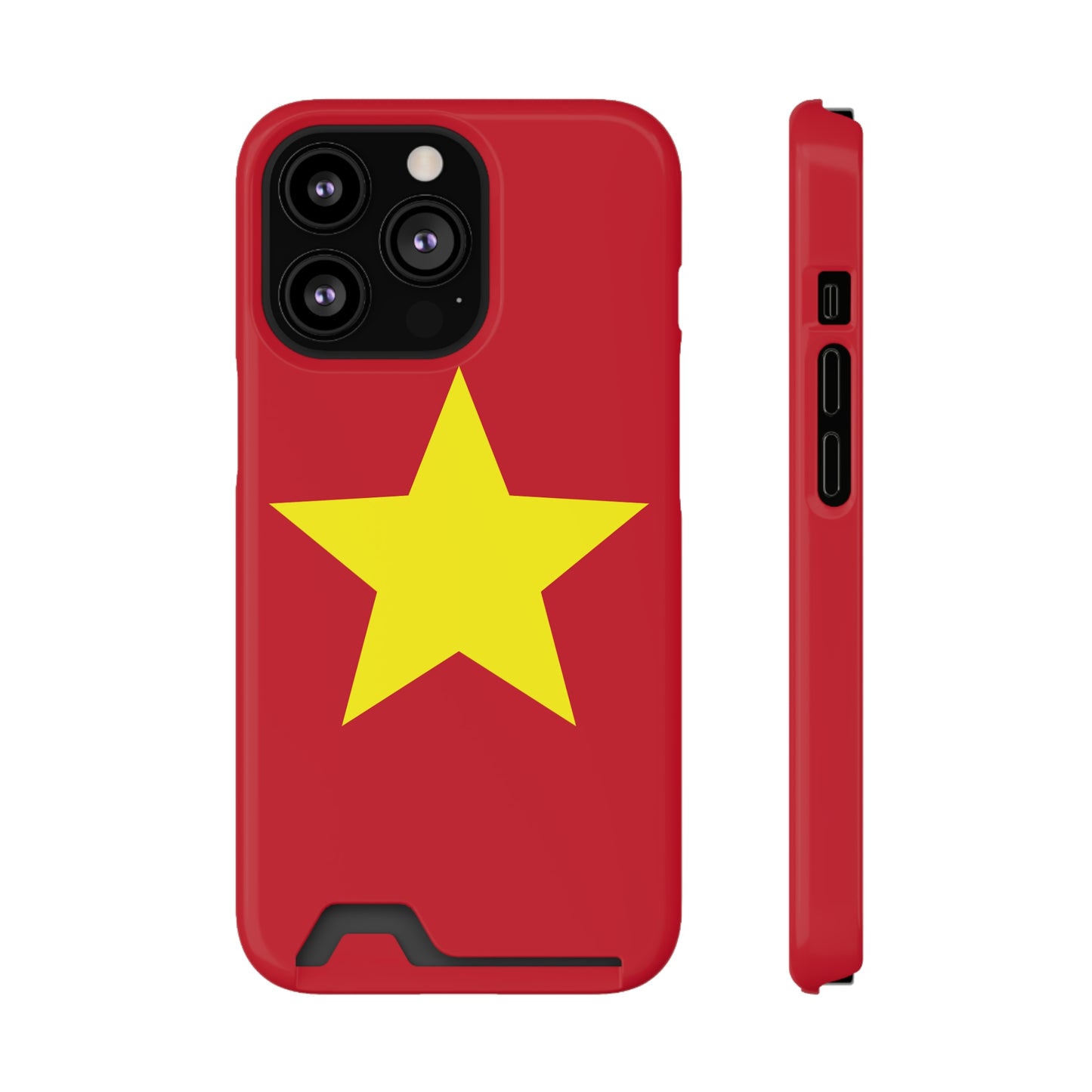 Red Star Phone Case with Card Holder, Gift for Flag Lovers, Stylish Accessory for Everyday Use, Perfect for Travel, Birthday Gift